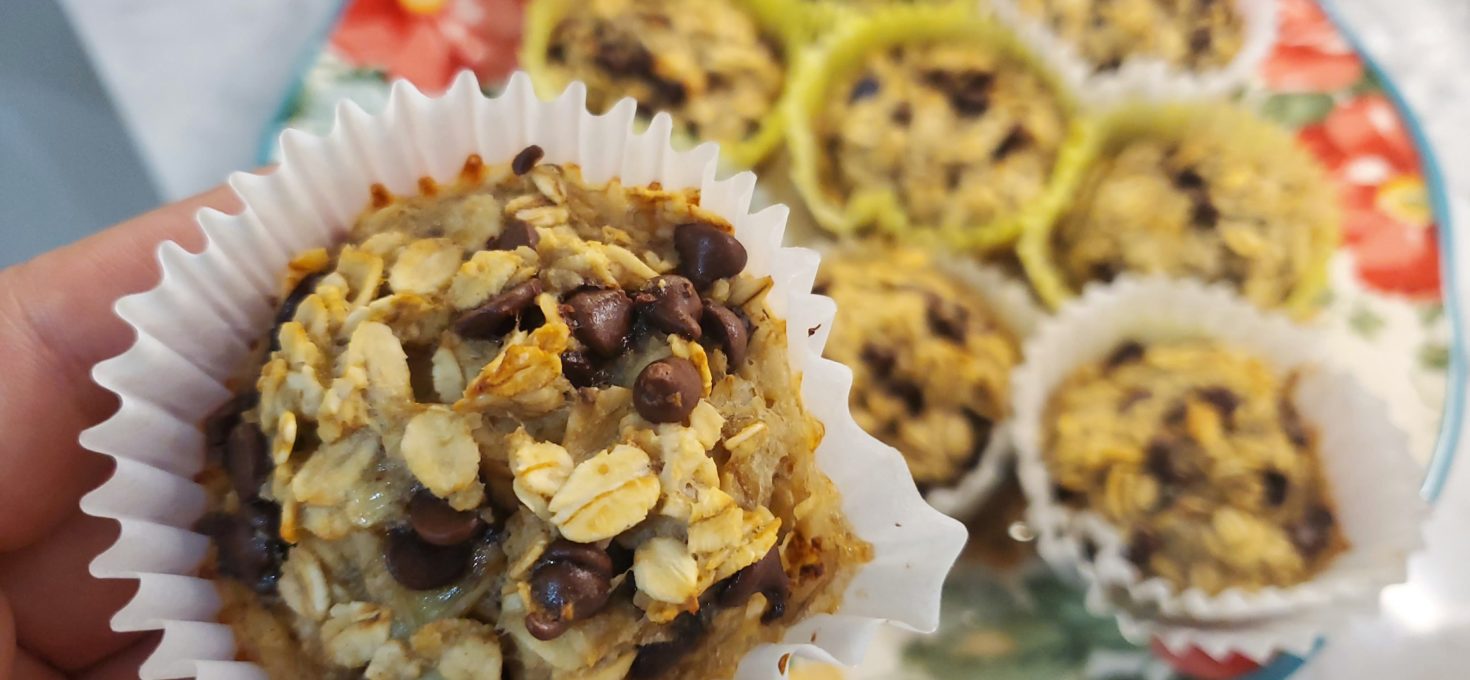 Flourless Banana Chocolate Chip Oatmeal Muffins