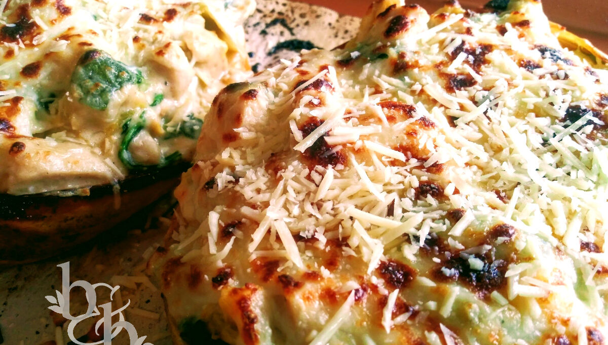 Spinach Artichoke Spaghetti Squash with Chicken