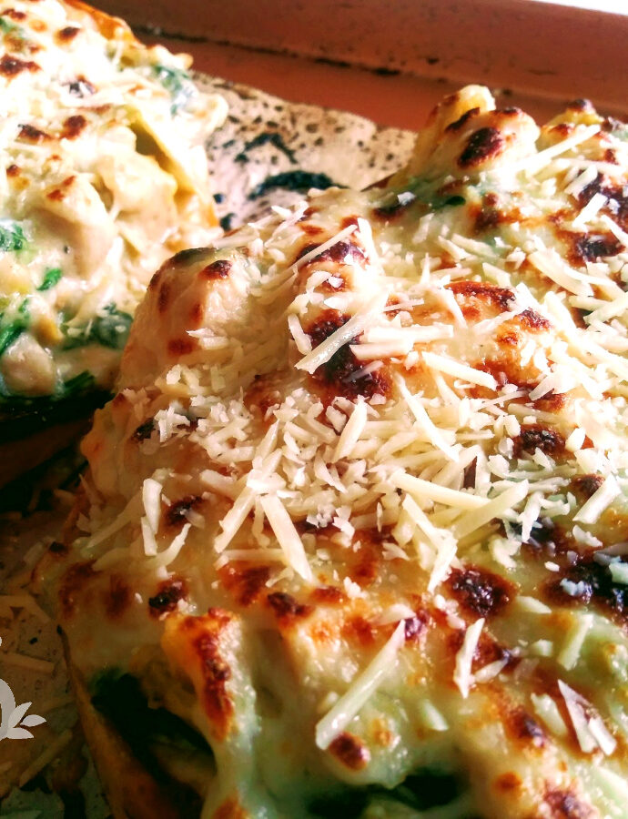 Spinach Artichoke Spaghetti Squash with Chicken