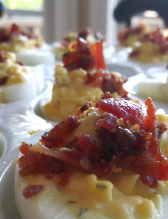 Deviled Eggs with Brown Sugar Bacon